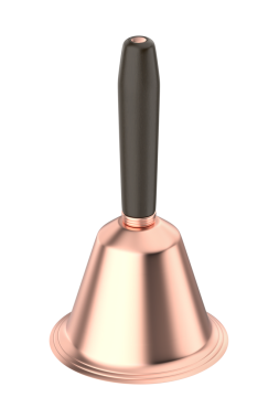 Şeffaf bir arkaplanda bakır el zili