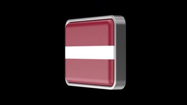 Siyah arkaplanda dönen Letonya bayrağı düğmesi