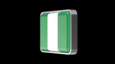 Siyah arkaplanda dönen Nijerya bayrağı düğmesi