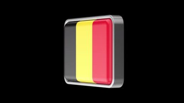 Siyah arkaplanda dönen Belçika bayrağı düğmesi