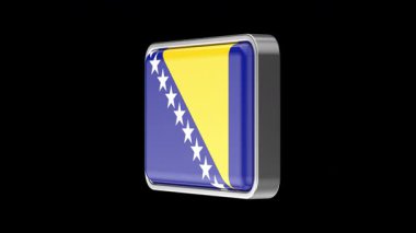 Bosna-Hersek bayrağı siyah zemin üzerinde dönüyor