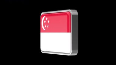 Siyah arkaplanda dönen Singapur bayrağı