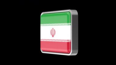 Siyah arka planda dönen İran bayrağı