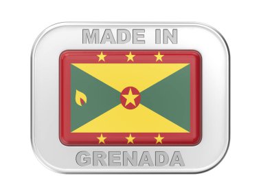 Grenada 'da yapılmış, Grenada bayrağıyla gümüş rozetli.