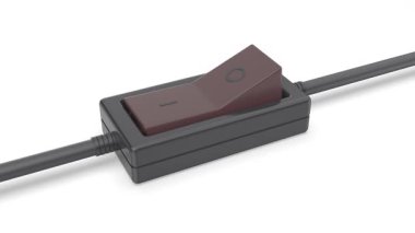 Siyah bir elektrik düğmesini açıp kapatıyorum.