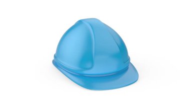 Beyaz zemin üzerine mavi güvenlik kask