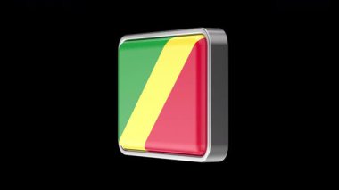 Siyah arka planda dönen Kongo Cumhuriyeti bayrağı