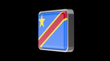 Kongo Demokratik Cumhuriyeti bayrağı siyah arka planda dönüyor