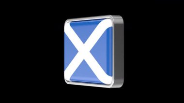 Siyah arka planda dönen İskoçya bayrağı