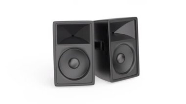 Beyaz arkaplanda güçlü sahne hoparlörleri