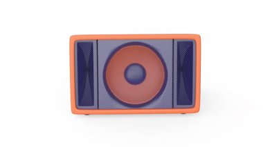 Beyaz arka planda güçlü turuncu sahne hoparlörü