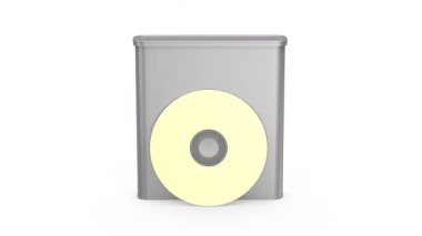 plastik kutu boş ve beyaz arka plan disk