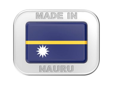Nauru yapımı, üzerinde Nauru bayrağı olan gümüş rozet.