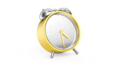 Beyaz arkaplanda sarı analog alarm saati