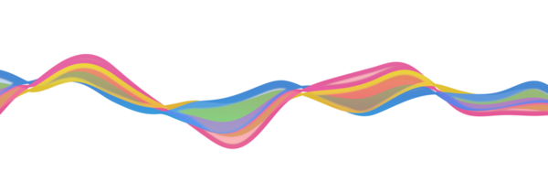 Şeffaf arkaplanda soyut hareket renkli dalgalı çizgiler