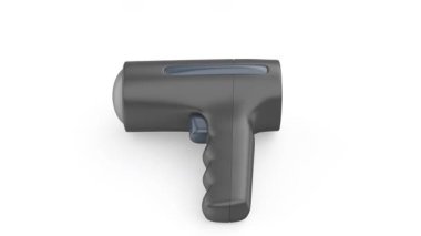 Beyaz arkaplanda dijital ekranı olan el bilgisayarı radar silahı