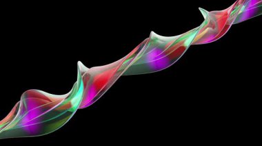 Siyah arkaplanda soyut titreşimli renkli cam girdabı