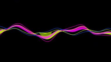 Siyah arkaplanda soyut hareket renkli dalgalı çizgiler