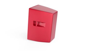 Beyaz arkaplanda güçlü kırmızı sahne hoparlörü