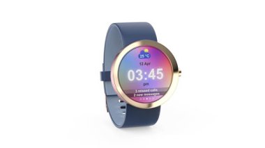 Beyaz arka planda mavi deri kayışı olan gül sarısı bir ukala.