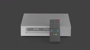 IPTV ya da uzaktan kumandalı uydu TV alıcısı parlak gri arka planda