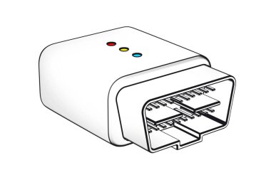 Beyaz arkaplanda kablosuz araba tanılama aygıtı çizimi
