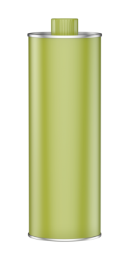 Şeffaf arkaplanda zeytin yağı için boş yeşil yuvarlak şişe