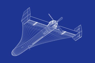 3D kablo çerçeve modeli, askeri insansız hava aracı.