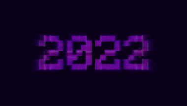 Mutlu yıllar 2022 Vision Technology Metin Tasarımı Alan Etkisinin Derinliği. Dijital Piksel 2022 Tasarım Şablonu, Kart, Sancak. Teknoloji Bilimi Banner 'ı tebrik ediyor. Vektör İllüstrasyonu.