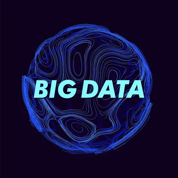 Visualisering Stora Data Blå Sfär Med Vågiga Linjer Stordataanslutningskomplex Data — Stock vektor