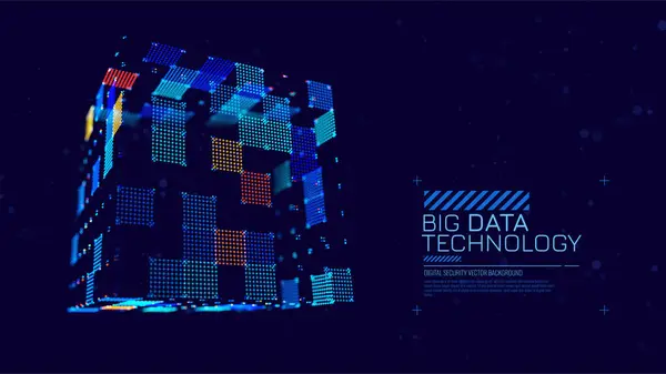 Big Data Speichertechnologie Abstrakte Daten Würfel Hintergrund Banner Der Modernen Stockvektor