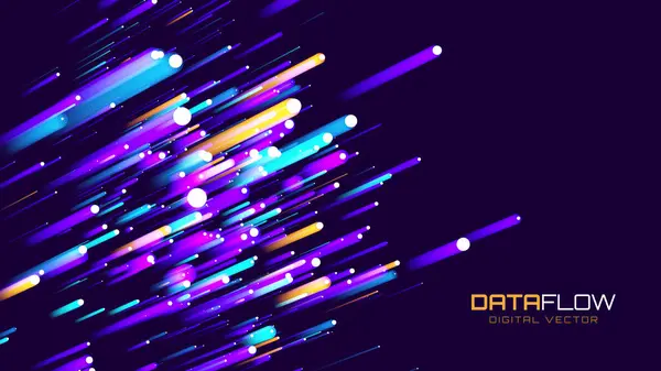 Digital Data Flöde Vektor Bakgrund Stordatekniklinjer Trådlös Dataöverföring Höghastighetsspår Ljus Stockillustration