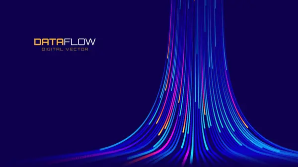Digital Data Flow Vector Hintergrund Big Data Technologielinien Drahtlose Datenübertragung Stockillustration