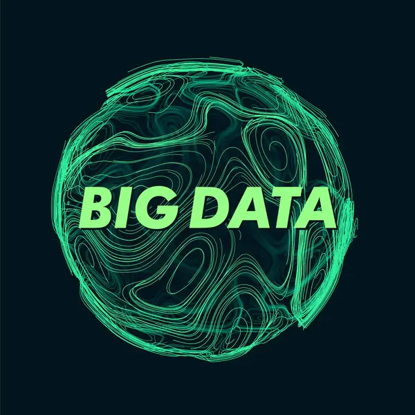 Visualización Big Data Esfera Azul Con Líneas Onduladas Complejo Conexión Ilustración de stock
