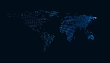 Ağ bağlantıları olan dünyanın haritası, vektör illüstrasyonu