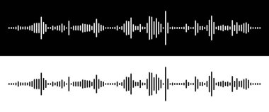 Siyah ve Beyaz Arkaplanda izole edilmiş Dijital Dengeleyici Dalgaları. Dijital Ses Vektörü İllüstrasyonu. Ses asistanı Soundwave. Yapay Zeka Ses Oluşturma veya Tanıma Konsepti.