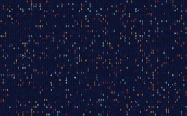 Rastgele numaralar kod arkaplanı, vektör illüstrasyonu   