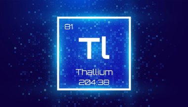 Talyum. Periyodik Tablo Elementi. Numarası ve Atomik Ağırlığı olan Kimyasal Element Kartı. Eğitim için tasarım, laboratuvar, fen dersi. Vektör İllüstrasyonu. 