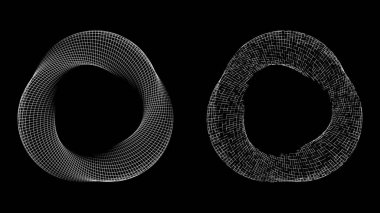 Siyah arkaplanda beyaz dairelerin 3 boyutlu canlandırması