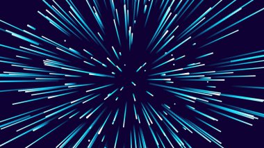 Mavi dijital yıldızlar zaman yolculuğunun soyut arka planını büker. vektör illüstrasyonu