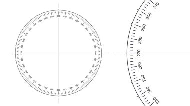 360 derece ölçekli yuvarlak cetvel, vektör