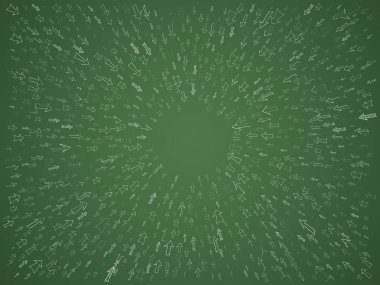 Merkez tahtayı gösteren karalama okları soyut arkaplan