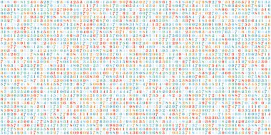 Rastgele numaralar kod arkaplanı, vektör illüstrasyonu   