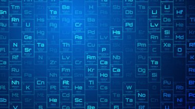 Altıgen elementler ve kimyasal sembollerle bilim teknolojisi arka planı