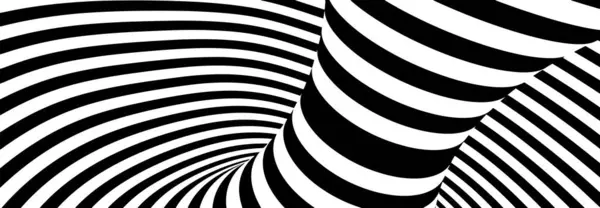 Black White Striped Optical Illusion Background Vortex Vector — Stock Vector