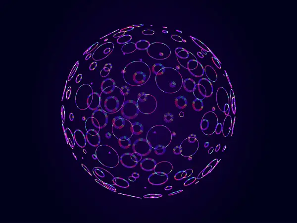 Esfera Partículas Brillantes Ilustración Vectorial Puntos Círculo Púrpura Ilustraciones de stock libres de derechos