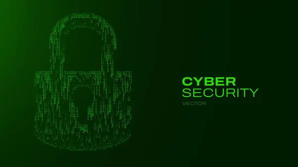 Conceito Segurança Cibernética Com Código Binário Fundo Verde Gráficos Vetores