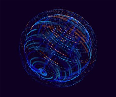 Yaratıcı tasarım için soyut küre çizimi, teknoloji arka planı.           