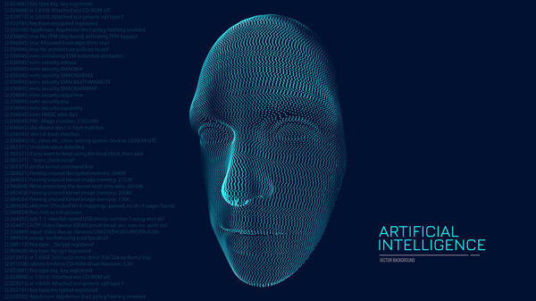 human head abstract background, face scan ai head 