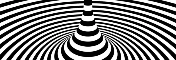 Black White Striped Optical Illusion Background Vortex Vector — Stock Vector